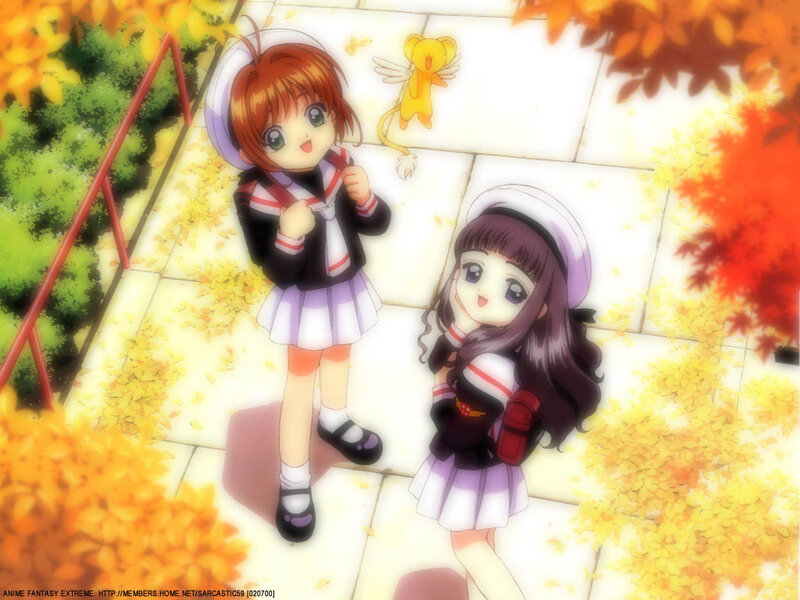 Two Girls in School Uniforms — Yellow