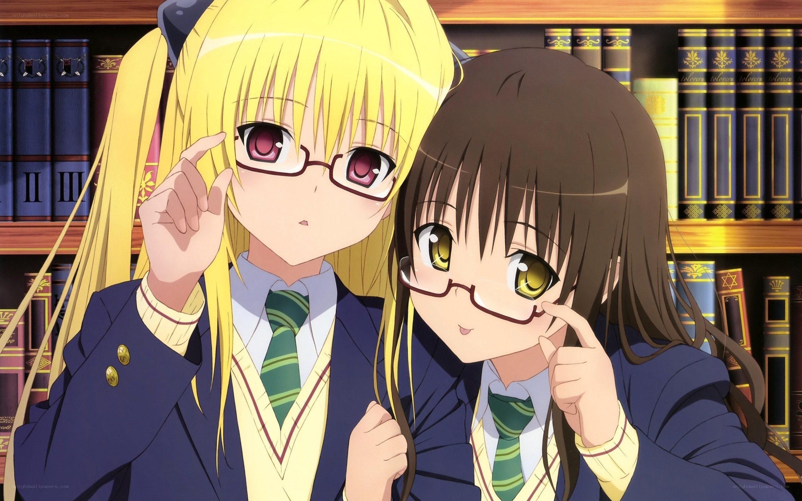 Two girls in school uniforms