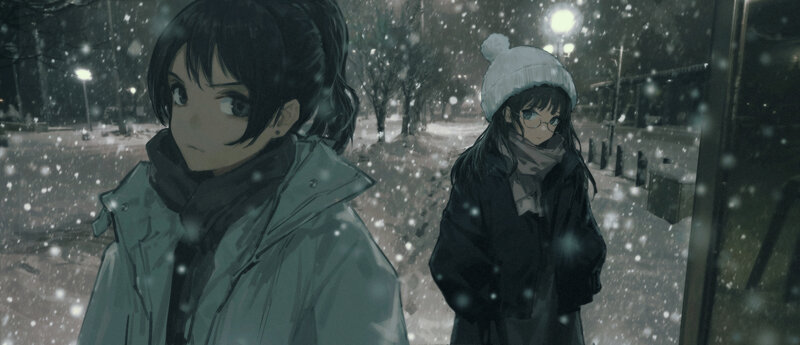Two Girls in Snow — Gray