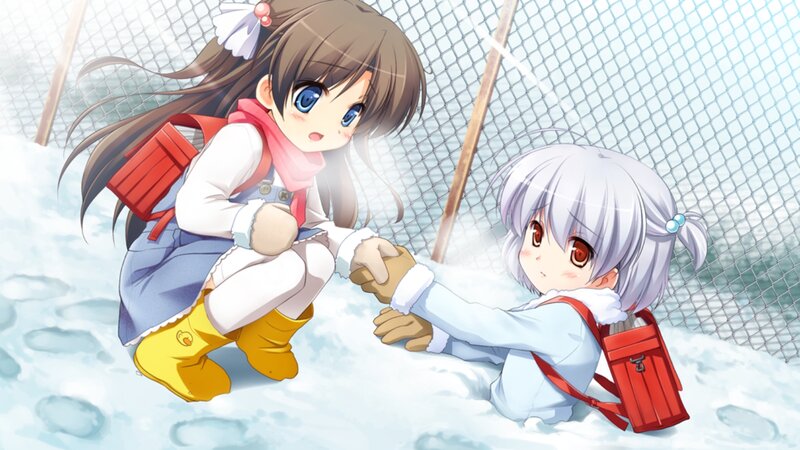Two Girls in Snow — White, Calm, Winter