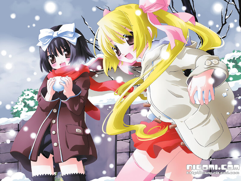 Two Girls in Snow — White