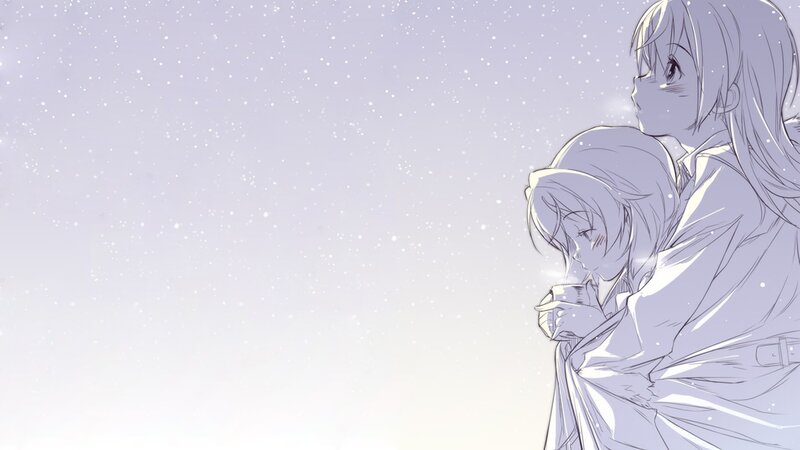 two girls in snowfall