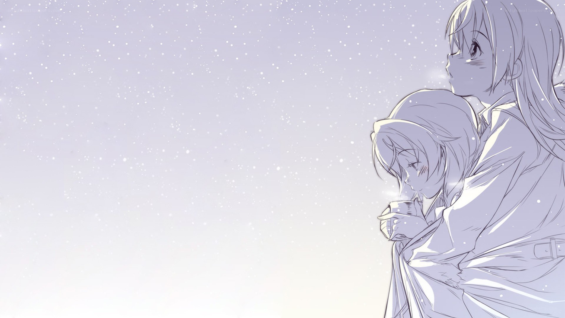 two girls in snowfall