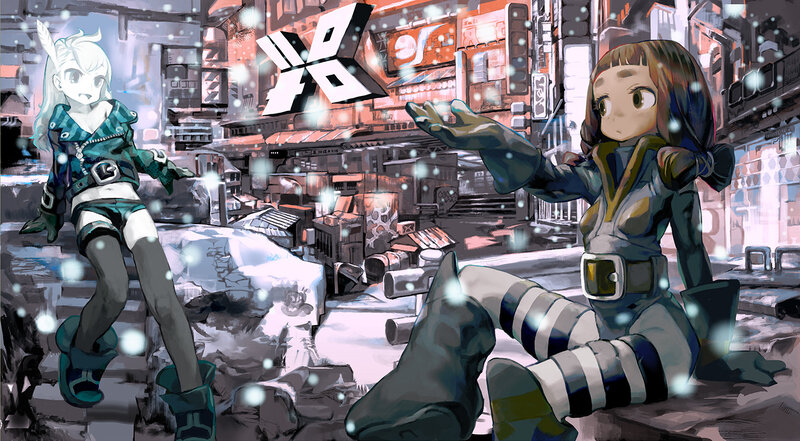 Two Girls in Snowy City
