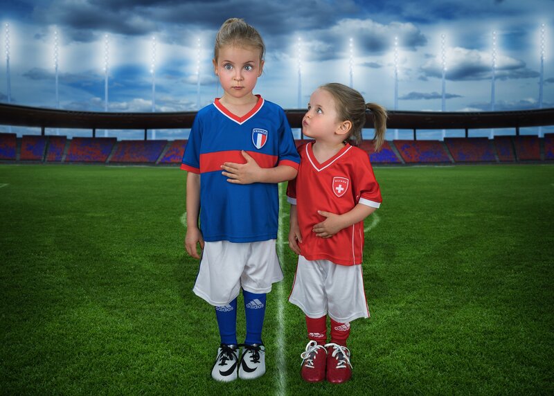 Two Girls in Soccer Uniforms