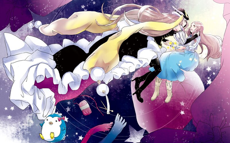 Two Girls in Space — Purple, Dreamy, Night, Manga