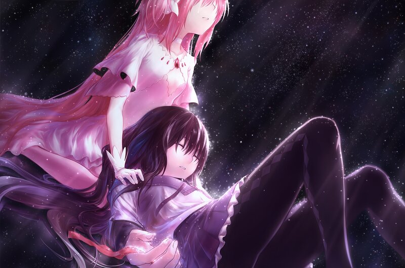 Two Girls in Space — Purple, Serene