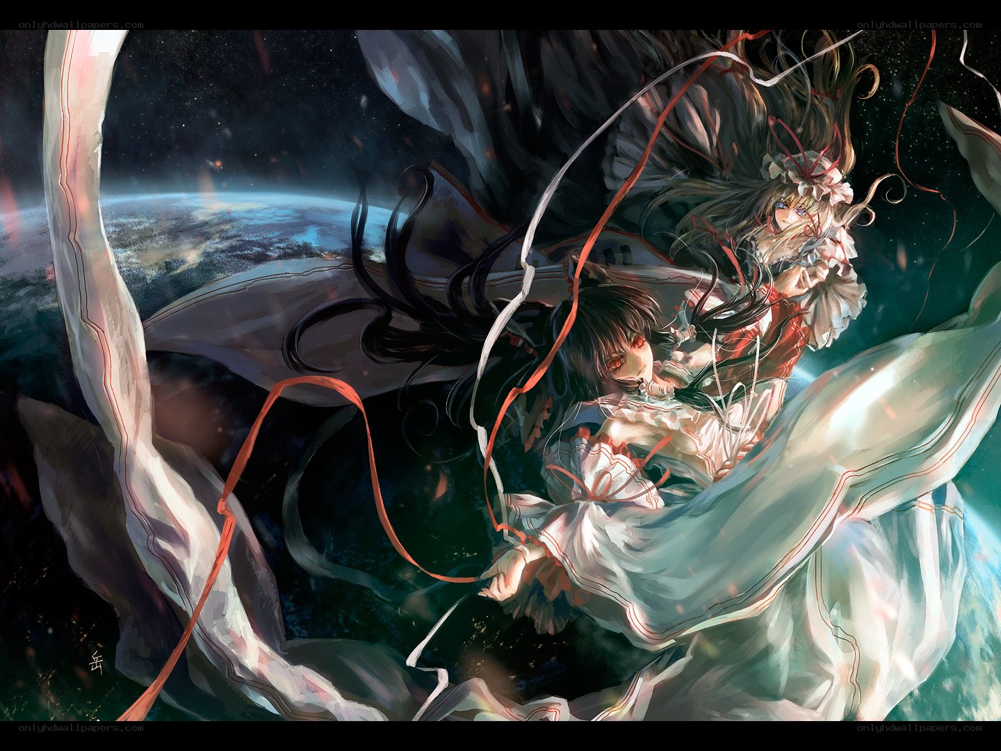 Two girls in space