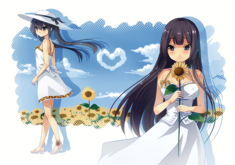 Two Girls in Sunflower Field