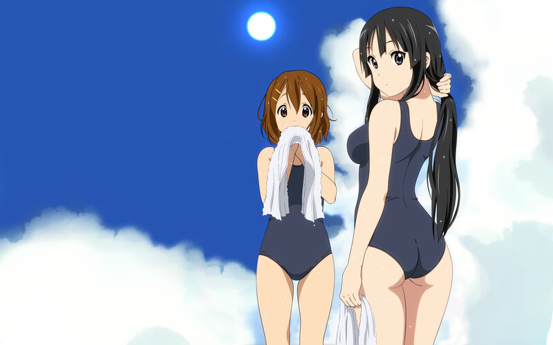 Two girls in swimsuits