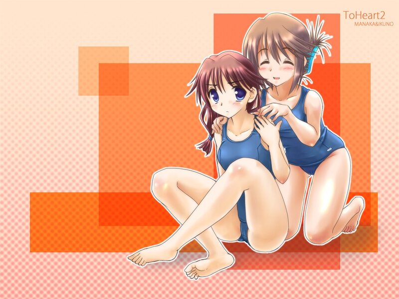 Two girls in swimsuits
