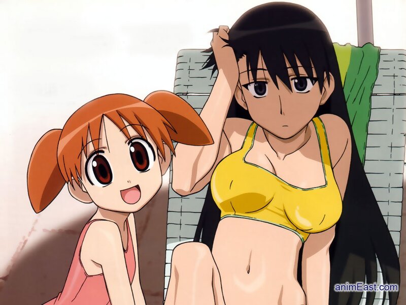 Two girls in swimsuits