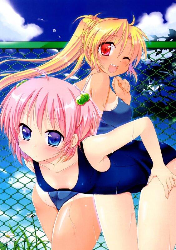 Two girls in swimsuits