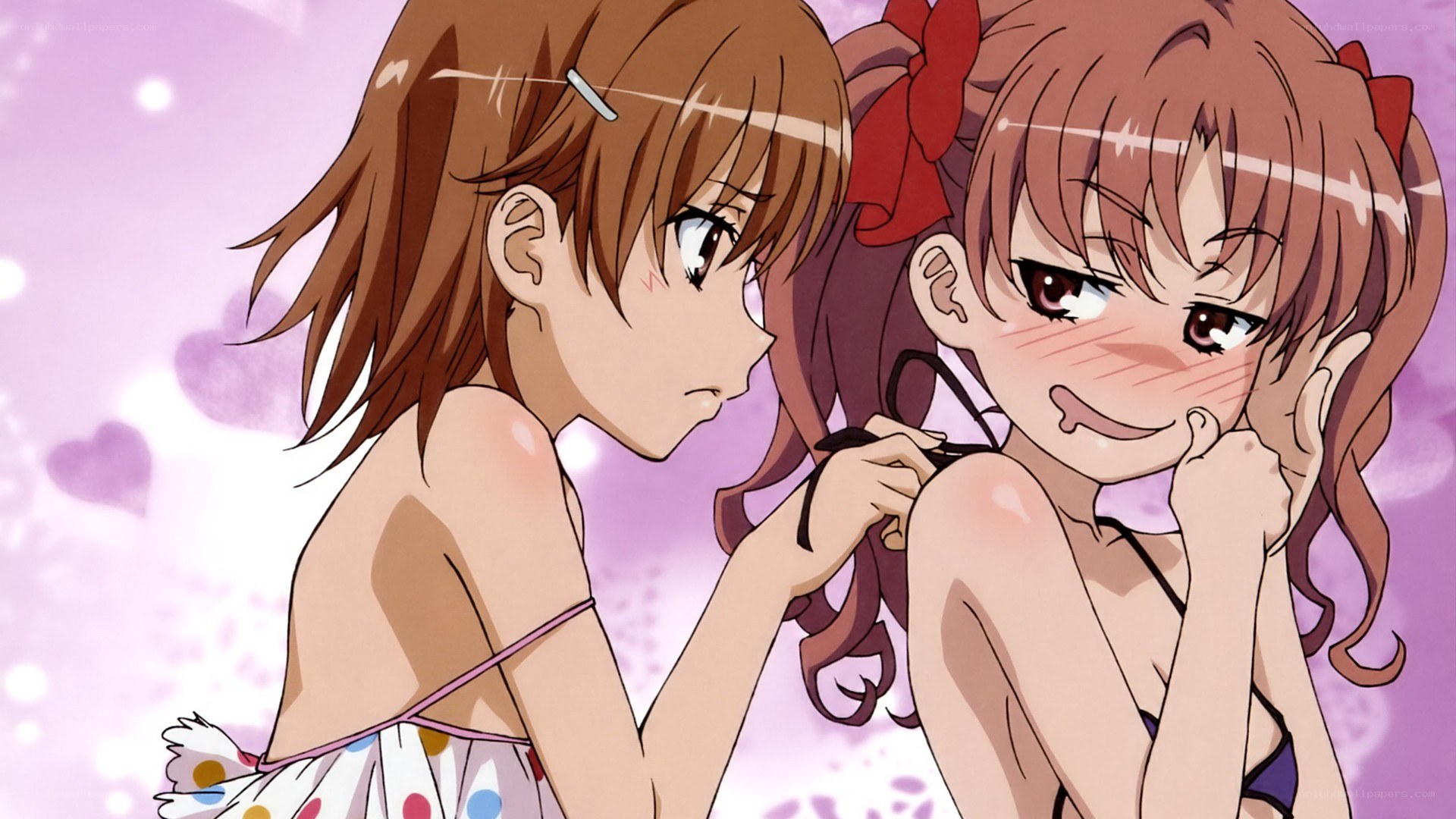 Two girls in swimsuits