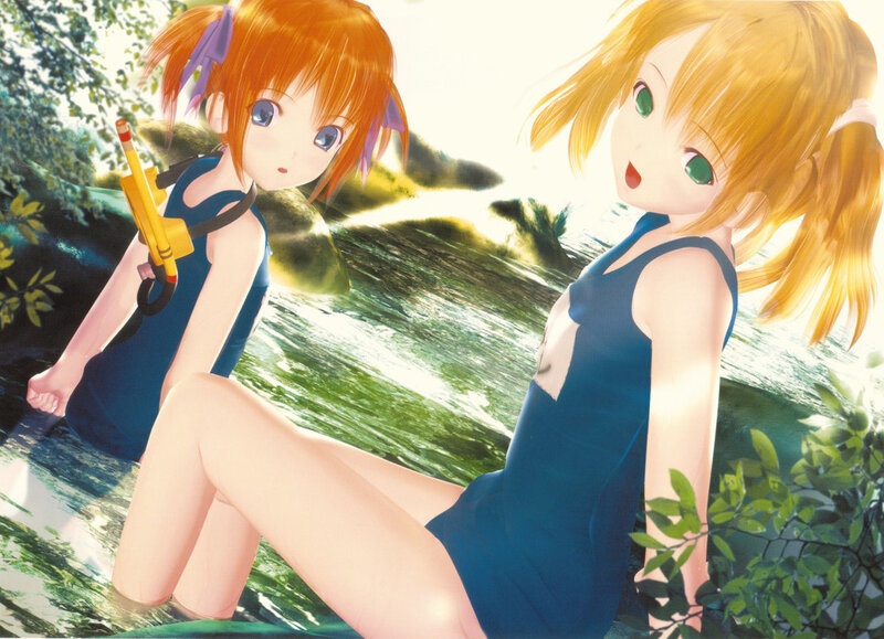 Two Girls in Swimsuits — Blue, Bright