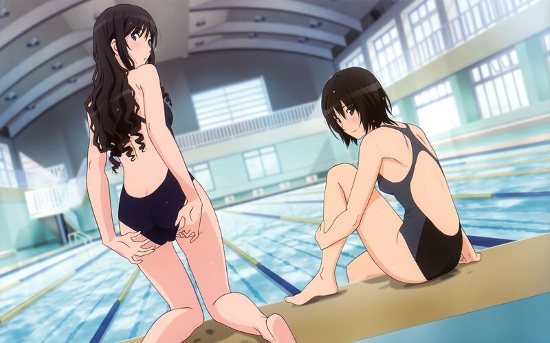 Two Girls in Swimsuits — Blue, Calm