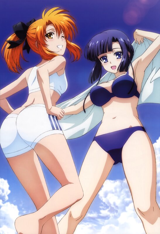 Two Girls in Swimsuits — Blue, Cheerful, Afternoon, Anime