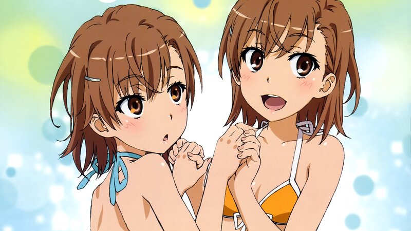 Two Girls in Swimsuits — Brown, Cheerful