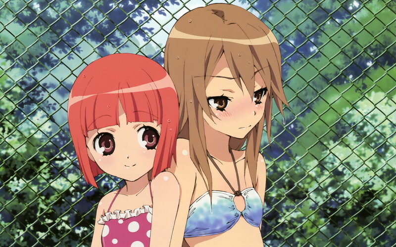 Two Girls in Swimsuits — Green, Calm