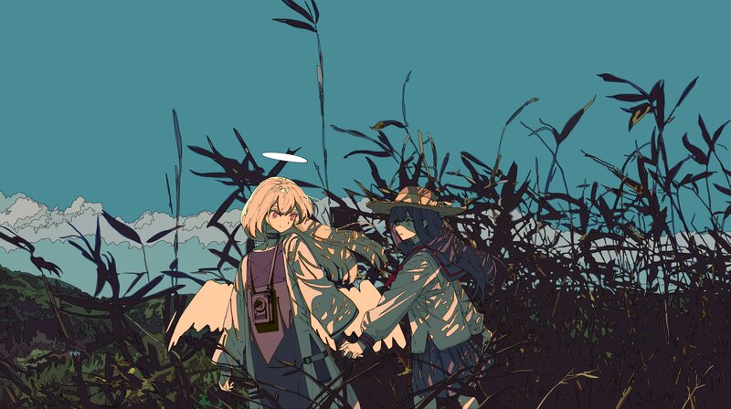 Two Girls in Tall Grass