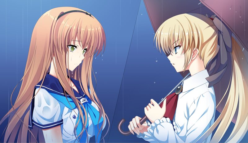 Two girls in the rain