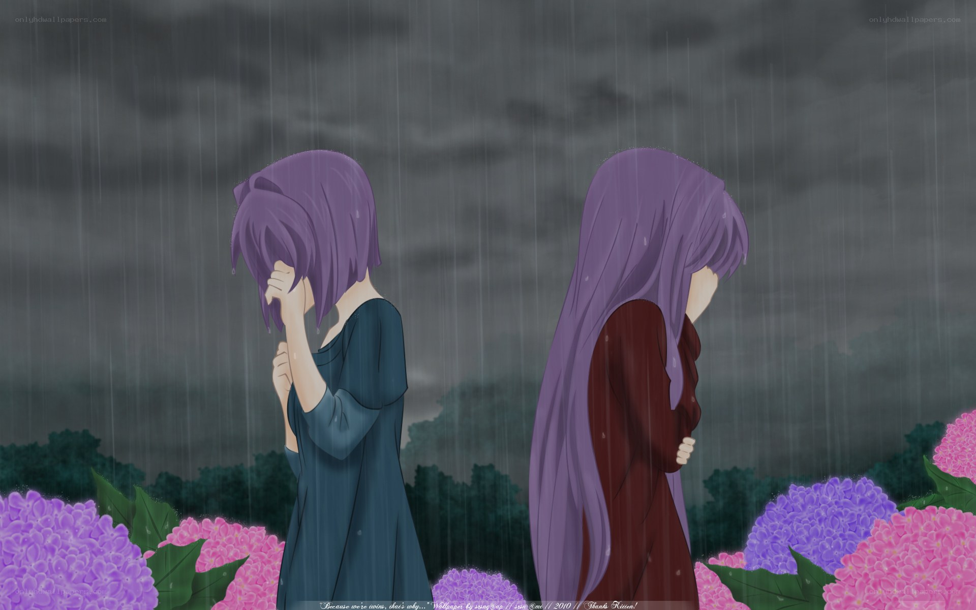 Two girls in the rain