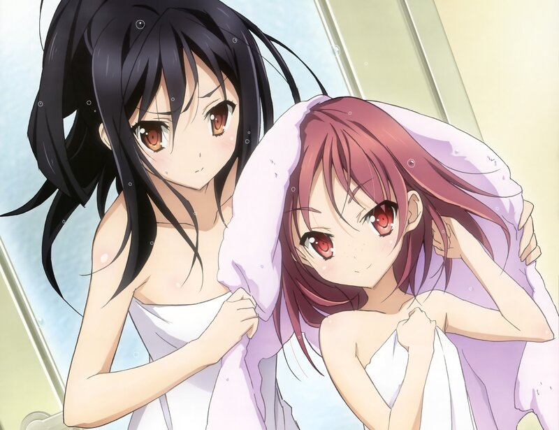 Two girls in towels after bath