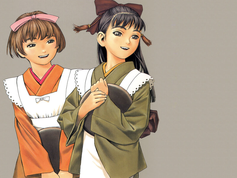 Two girls in traditional attire