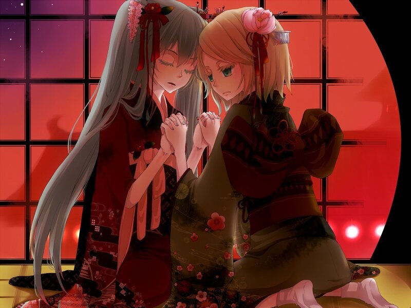 Two girls in traditional attire