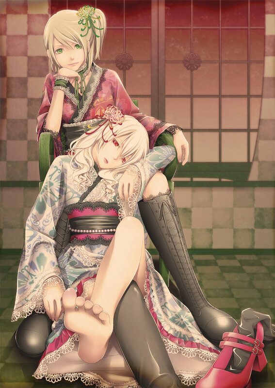 Two girls in traditional attire