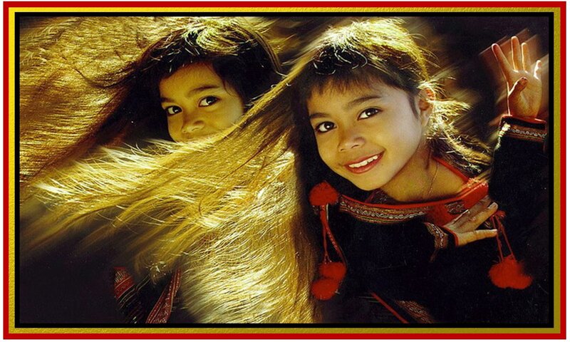 two girls in traditional clothing