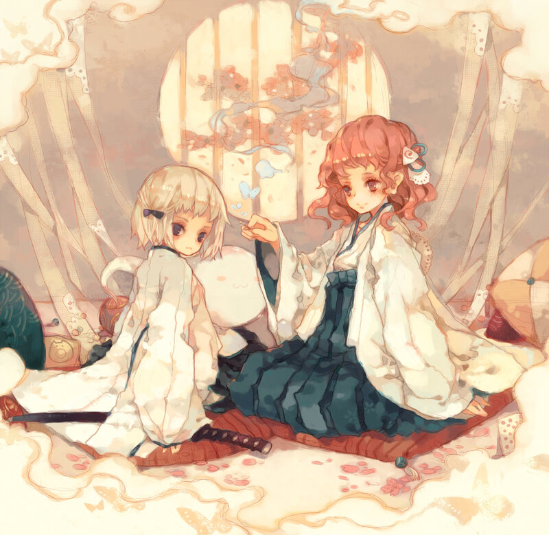 Two girls in traditional clothing