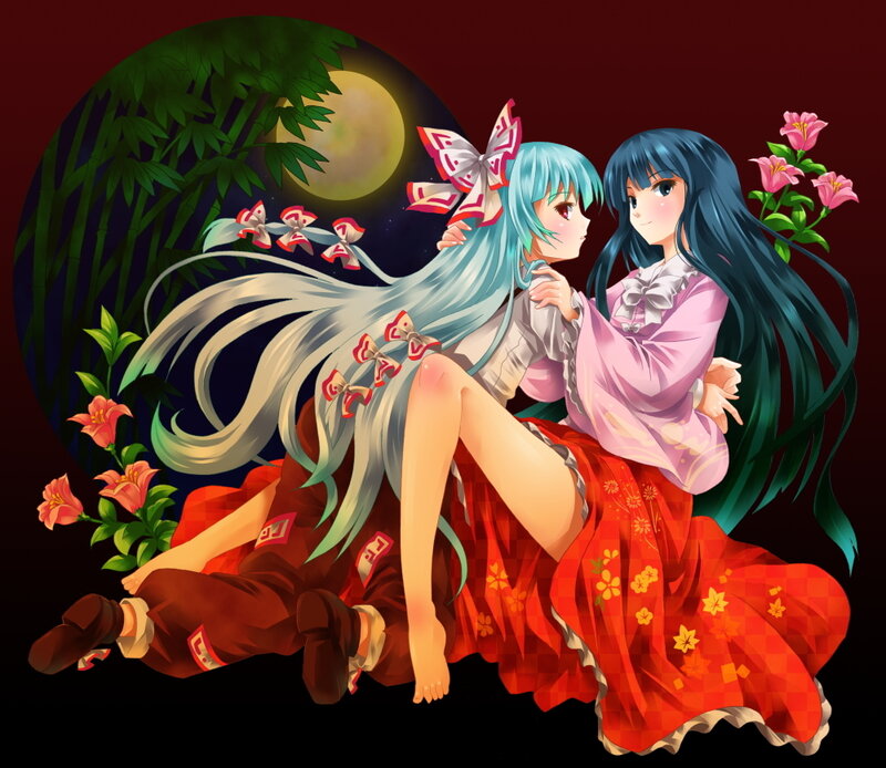 Two Girls in Traditional Clothing — Red