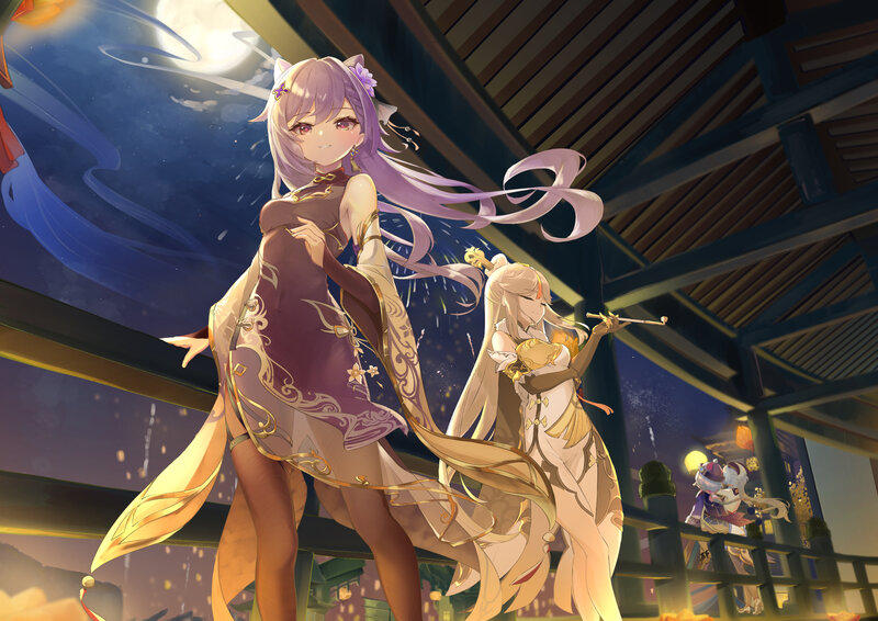 Two Girls in Traditional Dress — Purple