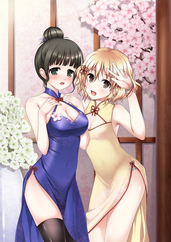 Two girls in traditional dresses