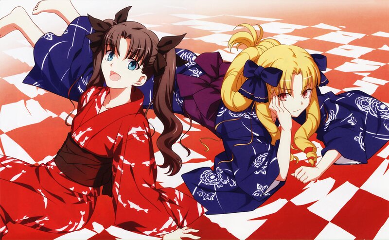 Two girls in traditional Japanese attire