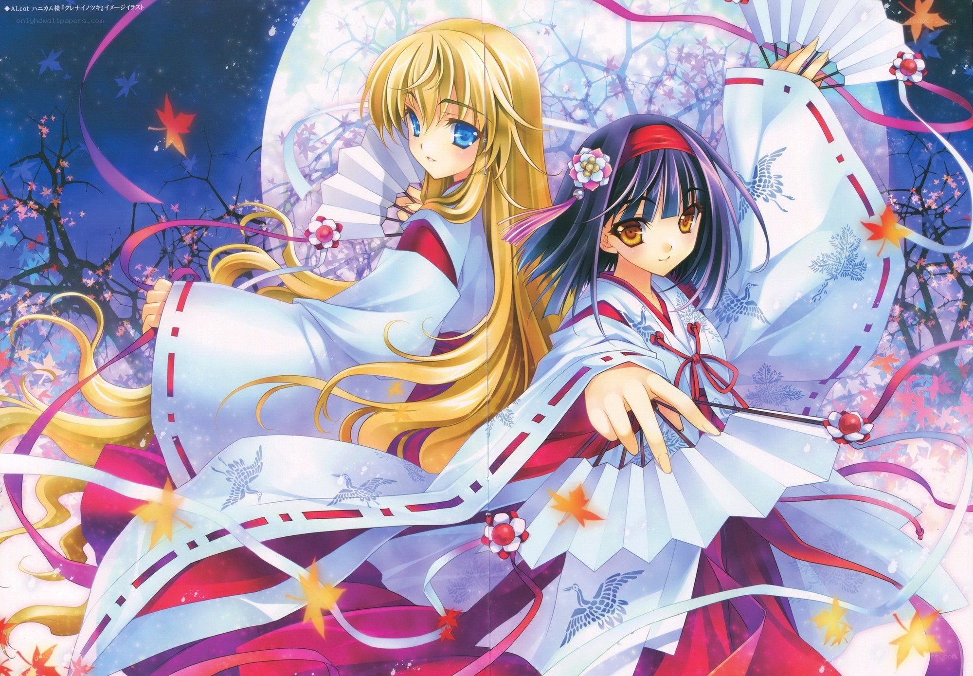 Two girls in traditional Japanese attire
