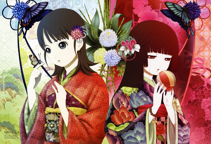 Two girls in traditional Japanese attire