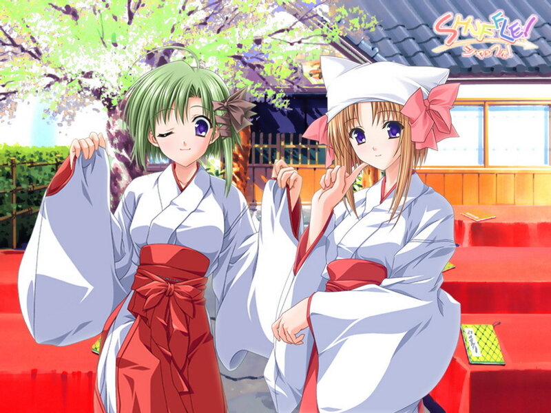 Two girls in traditional Japanese attire