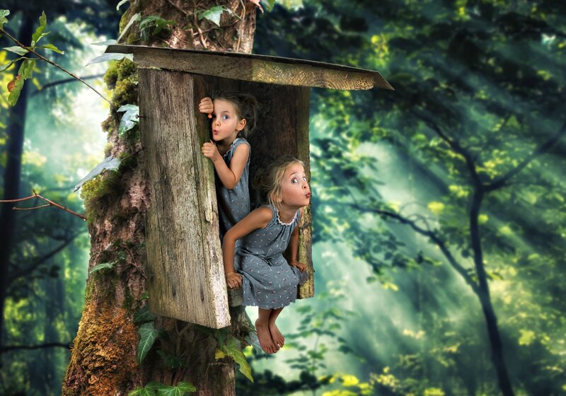Two Girls in Treehouse