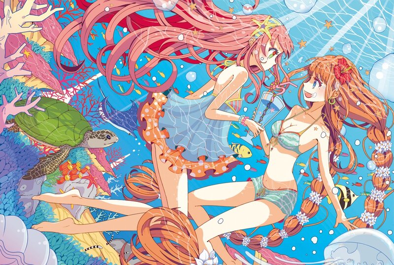 Two girls in underwater scene