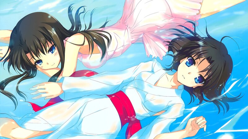 Two Girls in Water — Blue, Calm, Afternoon, Anime