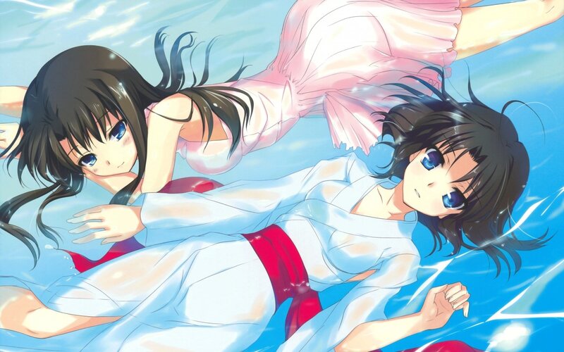 Two Girls in Water — Blue, Calm, Anime