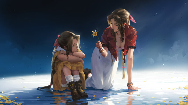 Two Girls in Water — Blue, Dramatic, Night