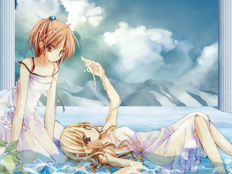Two Girls in Water — Blue, Serene, Anime