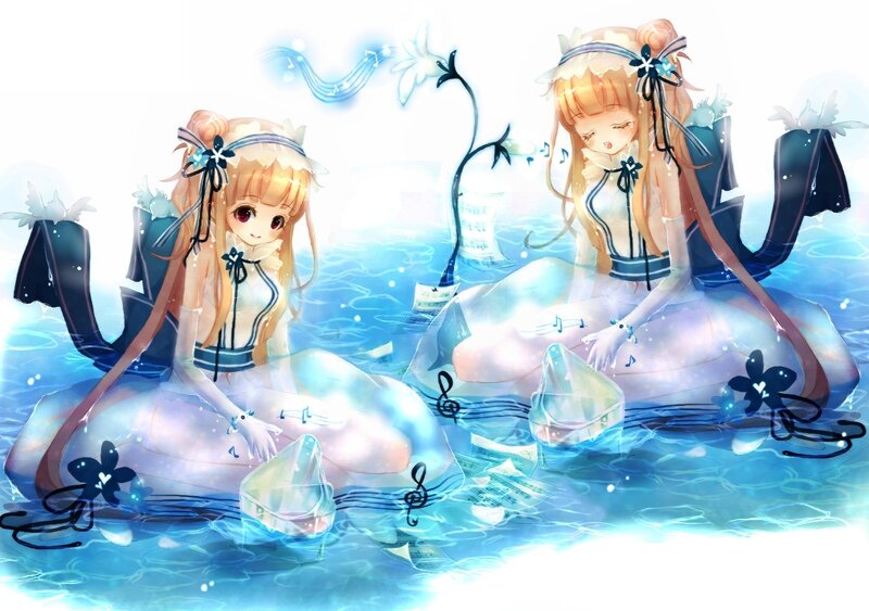 Two Girls in Water — Blue
