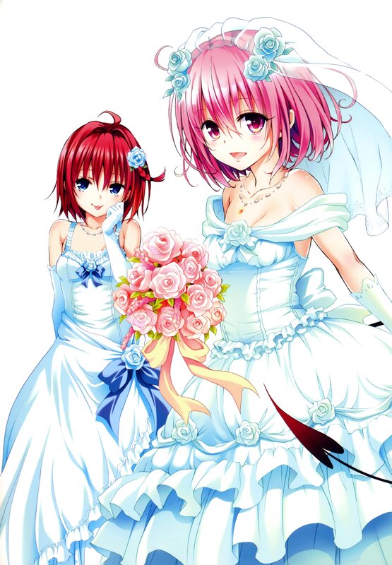 Two girls in wedding dresses