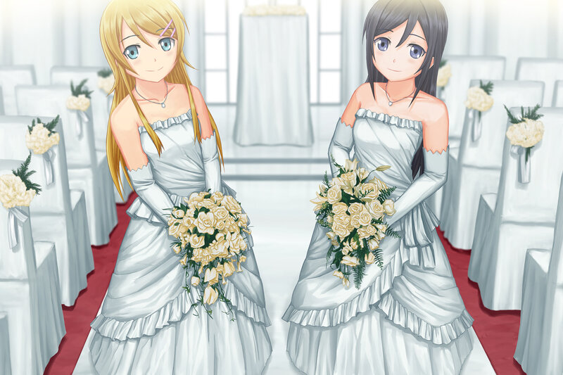 Two Girls in Wedding Dresses — White, Serene