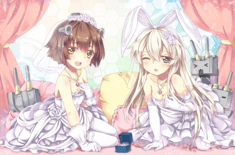 Two Girls in Wedding Dresses — White, Sweet