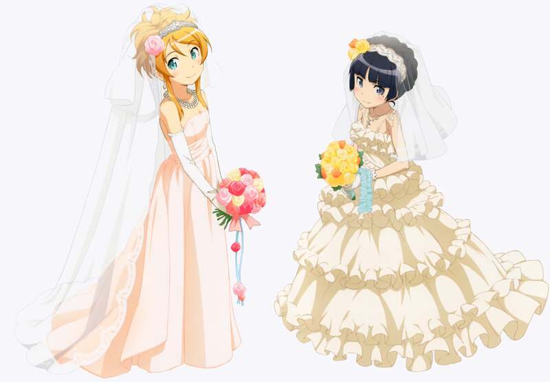 Two Girls in Wedding Dresses — White